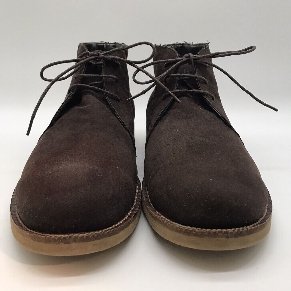 Guess Brown Faux Suede Leather Chukka Boots Men's 12 Lace Up Mid Top Ankle Shoes - Picture 2 of 11